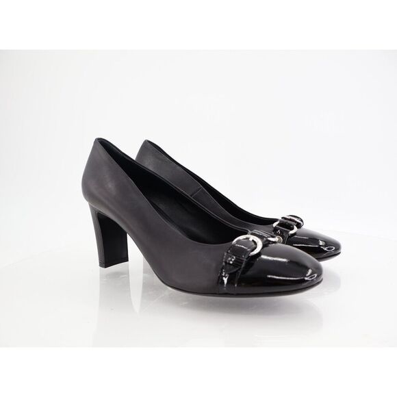 Agl Irina Cap Toe Pump Size 39.5 9.5 Black Leather Cap Toe Heel Shoes Career - Picture 1 of 12